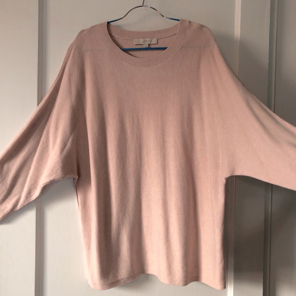 Loft batwing soft acrylic sweater - blush pink - M